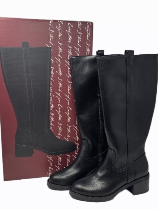 Kensie Shoes - Kensie Naya Women's Tall Block Heel Boots Black Easy-on CHOOSE SIZE